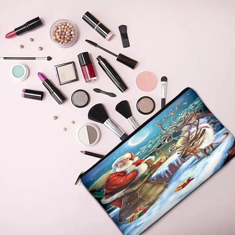 Hot Sale Christmas Holiday Printing Technology Cloth Cosmetic Bag Coin Purse Mobile Phone Bag