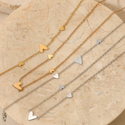 Modern Style Minimalist Heart Shape 304 Stainless Steel 316 Stainless Steel No Inlaid 16K Gold Plated White Gold Plated Gold Plated Bracelets Anklet Necklace