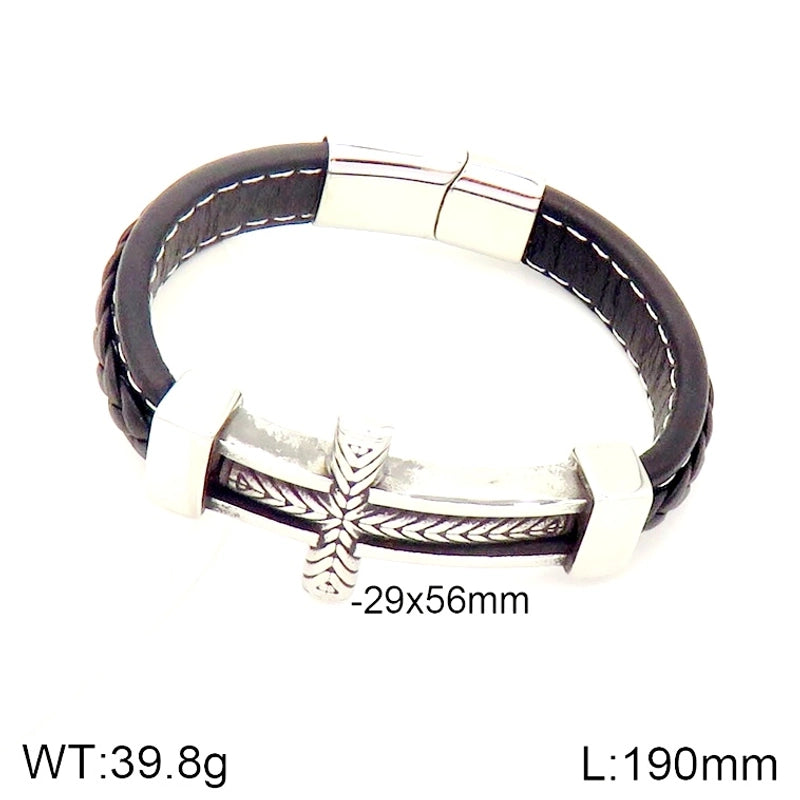 Hip-Hop Rock Punk Scorpion Skull 304 Stainless Steel Pu Leather Halloween Unisex Bangle Men Cord & Leather Bracelets