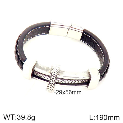 Hip-Hop Rock Punk Scorpion Skull 304 Stainless Steel Pu Leather Halloween Unisex Bangle Men Cord & Leather Bracelets