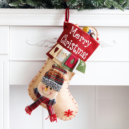2 Pieces Merrychristmas Large Christmas Socks Santa Claus Snowman Three-dimensional Decoration Gift Bag Gift Bag