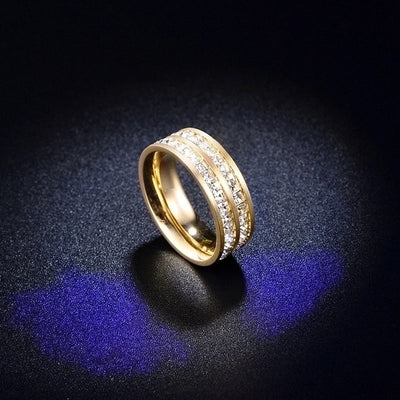 Minimalist Geometric Titanium Steel Inlay Rhinestones Rings 1 Piece