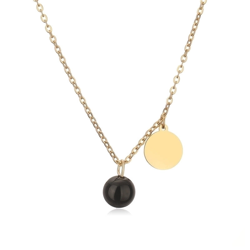 Punk Minimalist Round Natural Stone Pendant Necklace In Bulk
