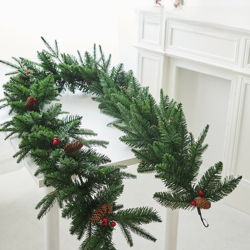 Christmas Pe Encrypted White Flocked Ribbon Decoration Christmas Vine Hotel Mall Window Storefront Scene Arrangement Hanging