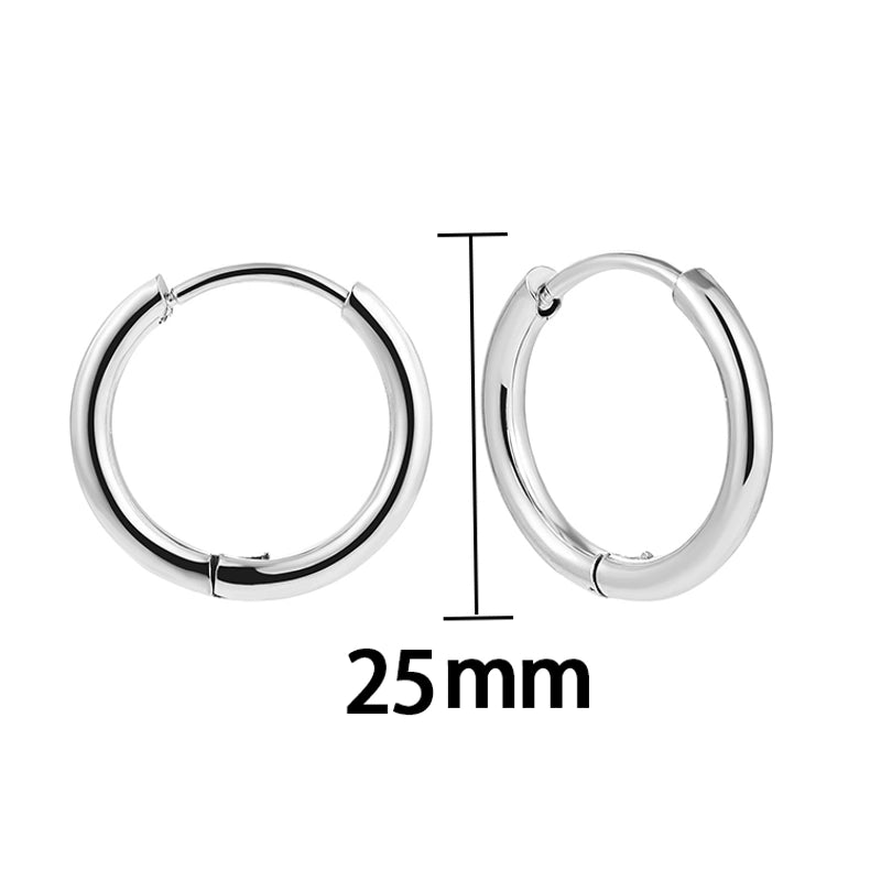 1 Pair Minimalist Solid Color Plating Stainless Steel Hoop Earrings