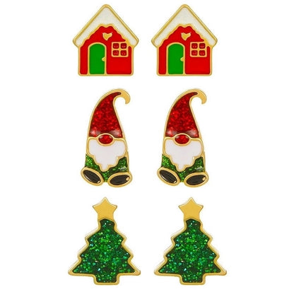 1 Set Minimalist Christmas Tree Santa Claus Christmas Socks Plating Alloy Drop Earrings Ear Studs