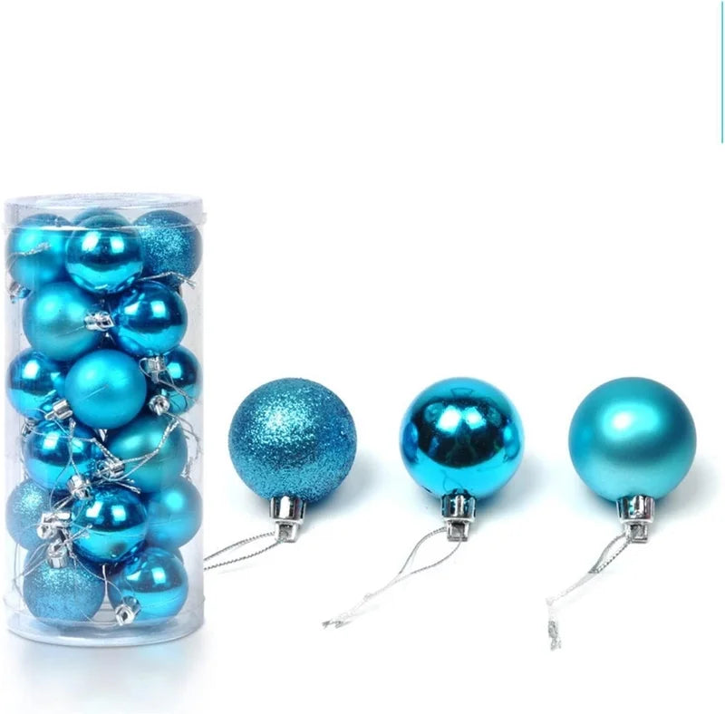 Factory In Stock 24Pcs Christmas Plastic Colored Ball Barrel Shopping Mall Holiday Party Pendant Christmas Tree