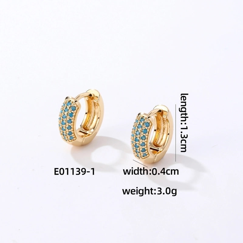 1 Pair Casual Modern Style Round Inlay Copper Zircon K Gold Plated Rhodium Plated Earrings