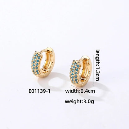 1 Pair Casual Modern Style Round Inlay Copper Zircon K Gold Plated Rhodium Plated Earrings