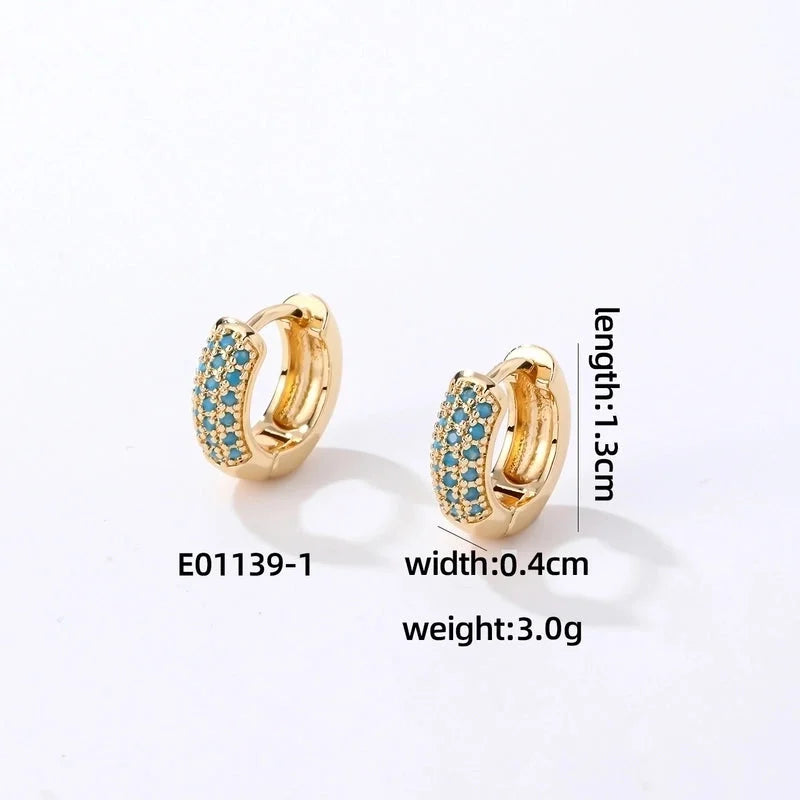 1 Pair Casual Modern Style Round Inlay Copper Zircon K Gold Plated Rhodium Plated Earrings
