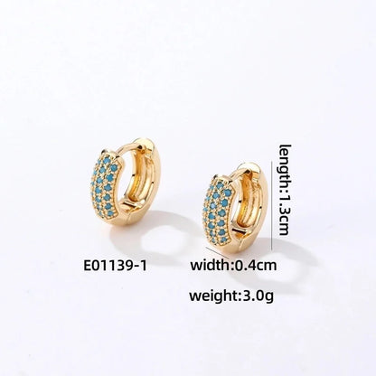 1 Pair Casual Modern Style Round Inlay Copper Zircon K Gold Plated Rhodium Plated Earrings