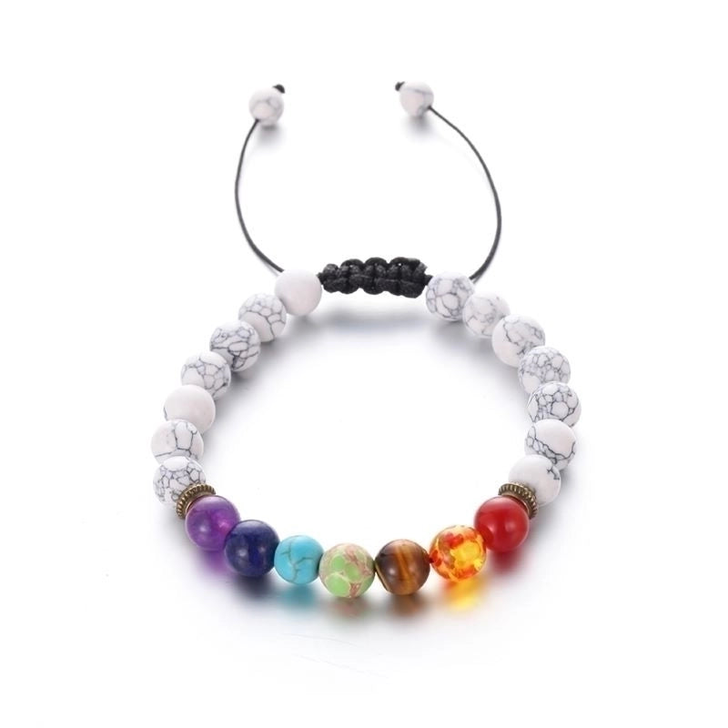 Minimalist Round Alloy Natural Stone Polyester Woven Chain Bracelets In Bulk