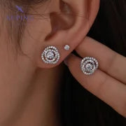 1 Pair XUPING Sweet Minimalist Flower Inlay Copper Artificial Gemstones 18K Gold Plated Ear Studs