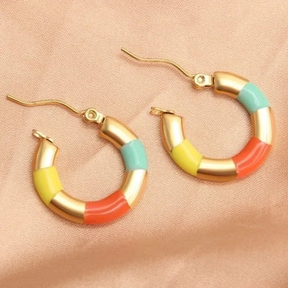 1 Pair IG Style Minimalist Round Plating 304 Stainless Steel Gold Plated Earrings