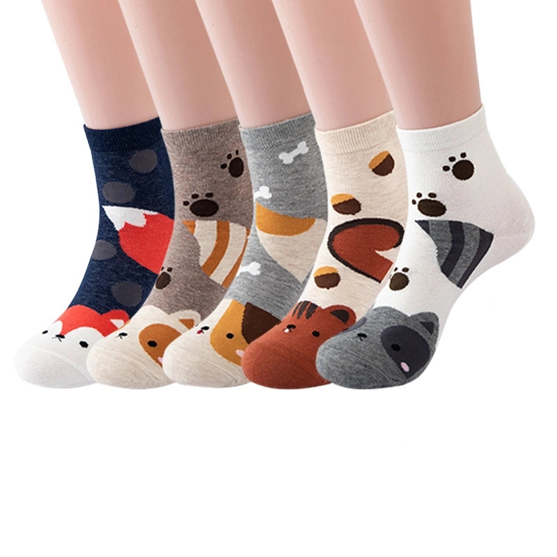 Women's Socks Fun Cat Socks Mid-length Socks Novelty Dog Animal Women's Socks Cotton Socks Cartoon Stockings Yama
