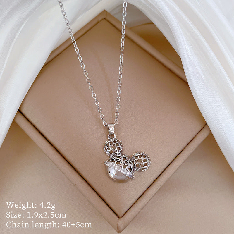 Minimalist Geometric Titanium Steel Diamond Inlay Necklaces