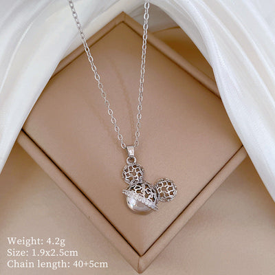Minimalist Geometric Titanium Steel Diamond Inlay Necklaces