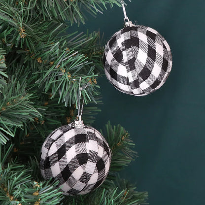 Christmas Decoration 7cm Black And White Plaid Christmas Ball Hanging Set Christmas Tree Decoration Balls Christmas Ornaments