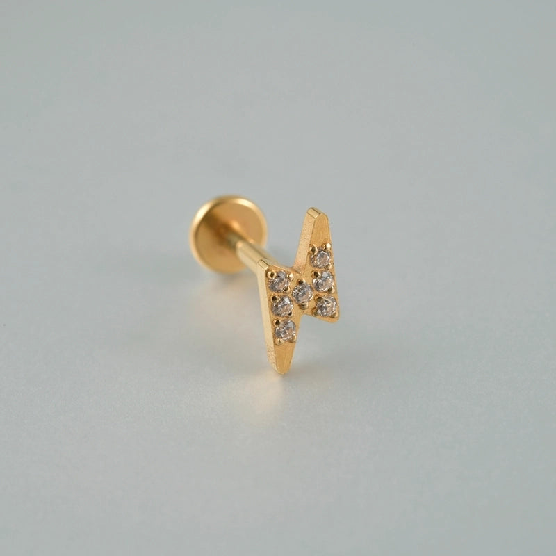 1 Piece Lip Rings Casual Vacation Tropical Cross G23 Titanium Alloy Plating Zircon 18K Gold Plated Lip Rings Ear Cartilage Rings & Studs