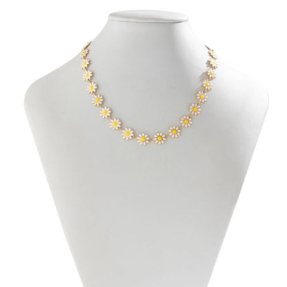 Copper IG Style Sweet Enamel Flower Bracelets Necklace