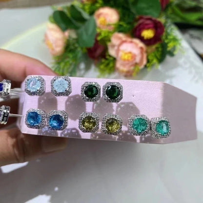 Korean Style Geometric Copper Zircon Pendant Necklace Ear Studs 1 Set