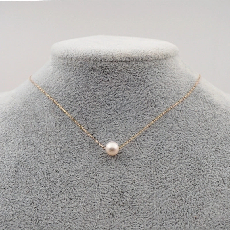 Minimalist Round Pearl Titanium Steel Necklace