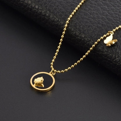 Titanium Steel 18K Gold Plated Lady Plating Inlay Butterfly Acrylic Titanium Steel Earrings Necklace