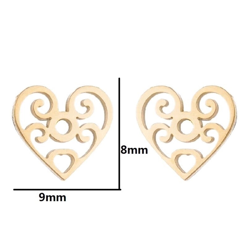1 Pair Fashion Heart Shape Flower Plating 304 Stainless Steel 18K Gold Plated Stainless Steel Earrings