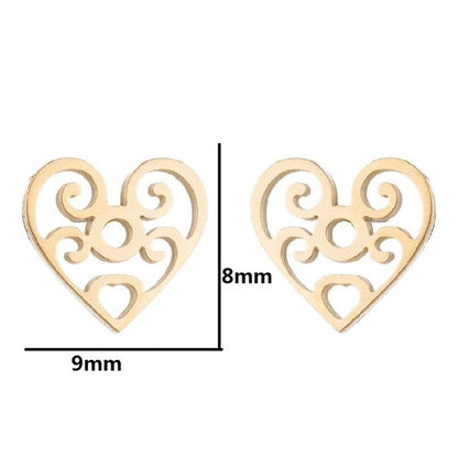 1 Pair Fashion Heart Shape Flower Plating 304 Stainless Steel 18K Gold Plated Stainless Steel Earrings