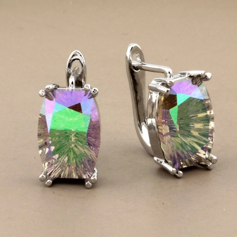 1 Pair Minimalist Classic Style Solid Color Inlay Copper Artificial Gemstones Earrings