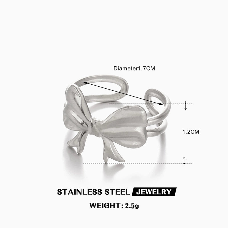 IG Style Minimalist Bow Knot 304 Stainless Steel 18K Gold Plated Plating Open Rings
