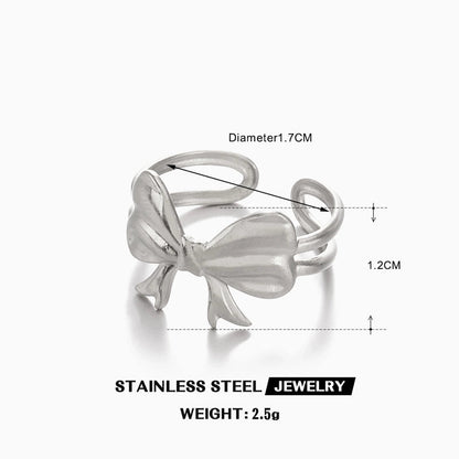 IG Style Minimalist Bow Knot 304 Stainless Steel 18K Gold Plated Plating Open Rings