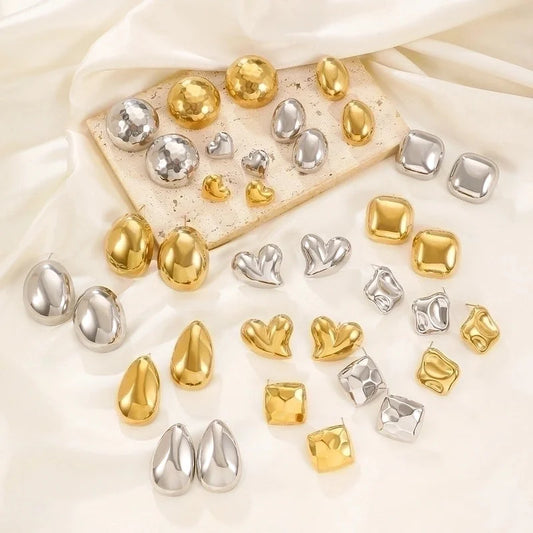 1 Pair Minimalist Classic Style Water Droplets Titanium Steel 18K Gold Plated Ear Studs