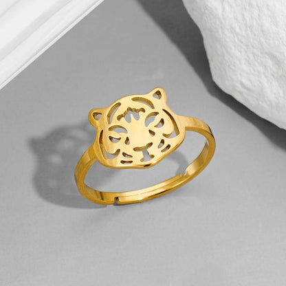 Funny Sweet Pastoral Animal 201 Stainless Steel 18K Gold Plated Polishing Adjustable Ring