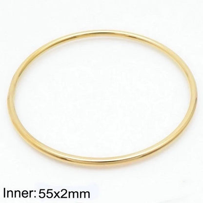 304 Stainless Steel 18K Gold Plated Minimalist Round Solid Color Bangle