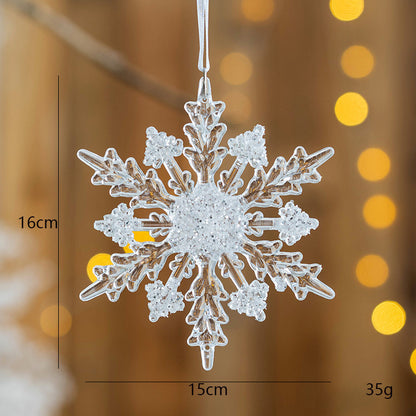 2 Pieces Christmas Snowflakes Christmas Tree Snowflakes Acrylic Transparent Snowflakes Gold Snowflakes Window Decoration Hanging Ornaments