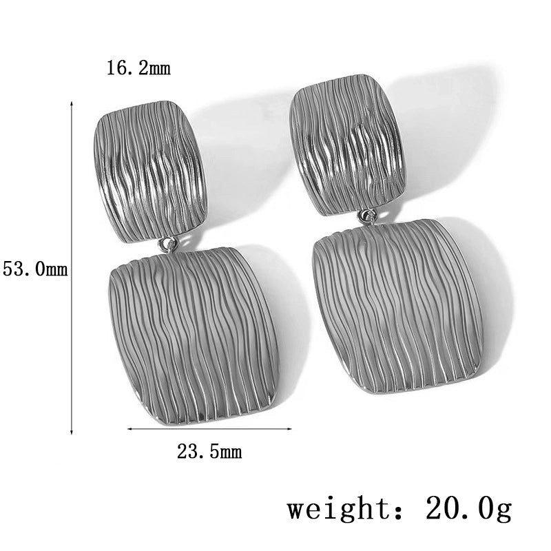 1 Pair Casual Minimalist Geometric Pleated Titanium Steel Ear Studs