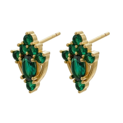 Cute Geometric Moon Flower Copper Artificial Gemstones Copper Earrings