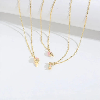 Copper Cable Chain 14K Gold Plated Enamel Ice Cream Lollipop Chili Necklace