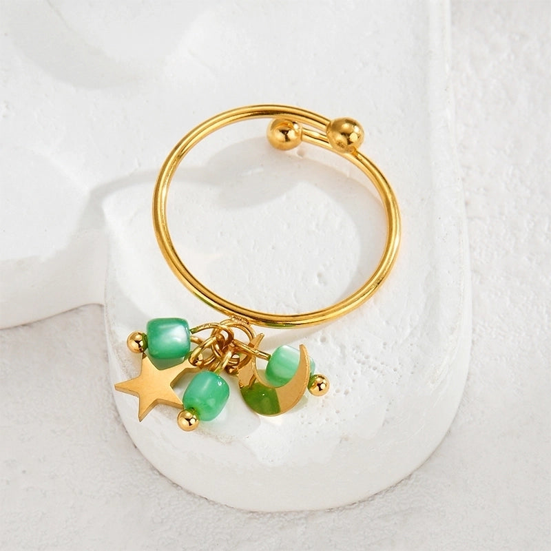 Cute Moon 304 Stainless Steel 18K Gold Plated Irregular Open Rings