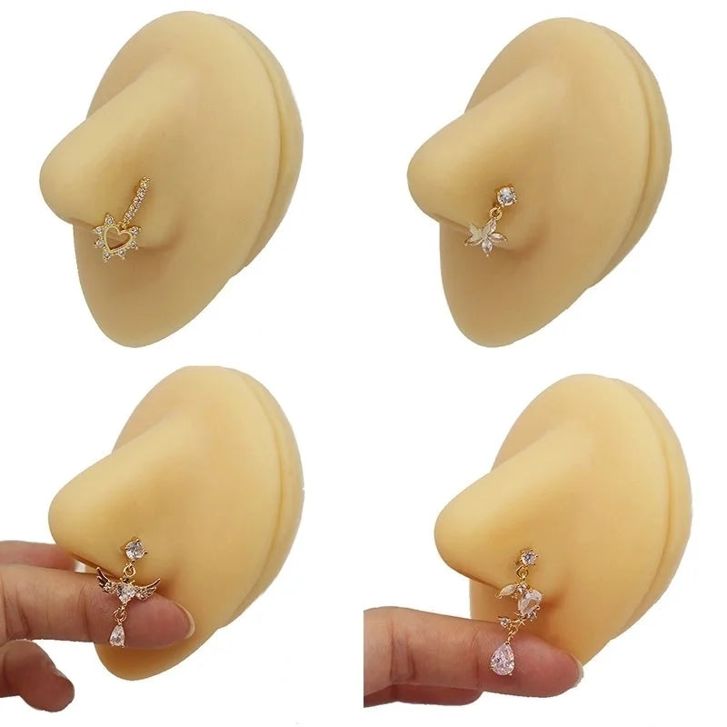 1 Piece Nose Rings & Studs Modern Style Minimalist Star Heart Shape Wings 316L Stainless Steel Copper Plating Inlay Rhinestones Zircon Gold Plated Nose Rings & Studs