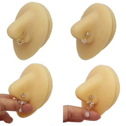 1 Piece Nose Rings & Studs Modern Style Minimalist Star Heart Shape Wings 316L Stainless Steel Copper Plating Inlay Rhinestones Zircon Gold Plated Nose Rings & Studs