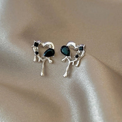 Minimalist Star Heart Shape Bow Knot Alloy Inlay Artificial Pearls Zircon Women\'s Earrings 1 Pair