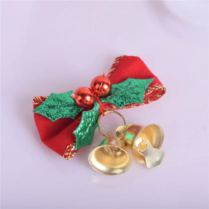 Factory Direct Christmas Bow With Iron Bell Decoration Christmas Wreath Mini Bow With Bell