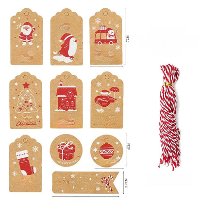 Christmas Fashion Christmas Tree Santa Claus Snowman Kraft Paper Party Hanging Ornaments