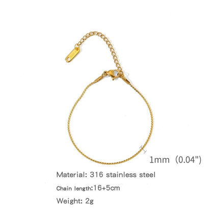 Minimalist Classic Style Geometric 304 Stainless Steel Cable Chain Snake Chain Bracelets In Bulk