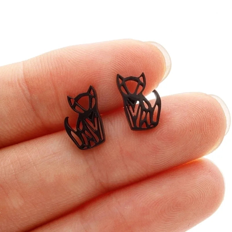 1 Pair Cute Minimalist Animal Notes Polishing 304 Stainless Steel 18K Gold Plated Ear Studs