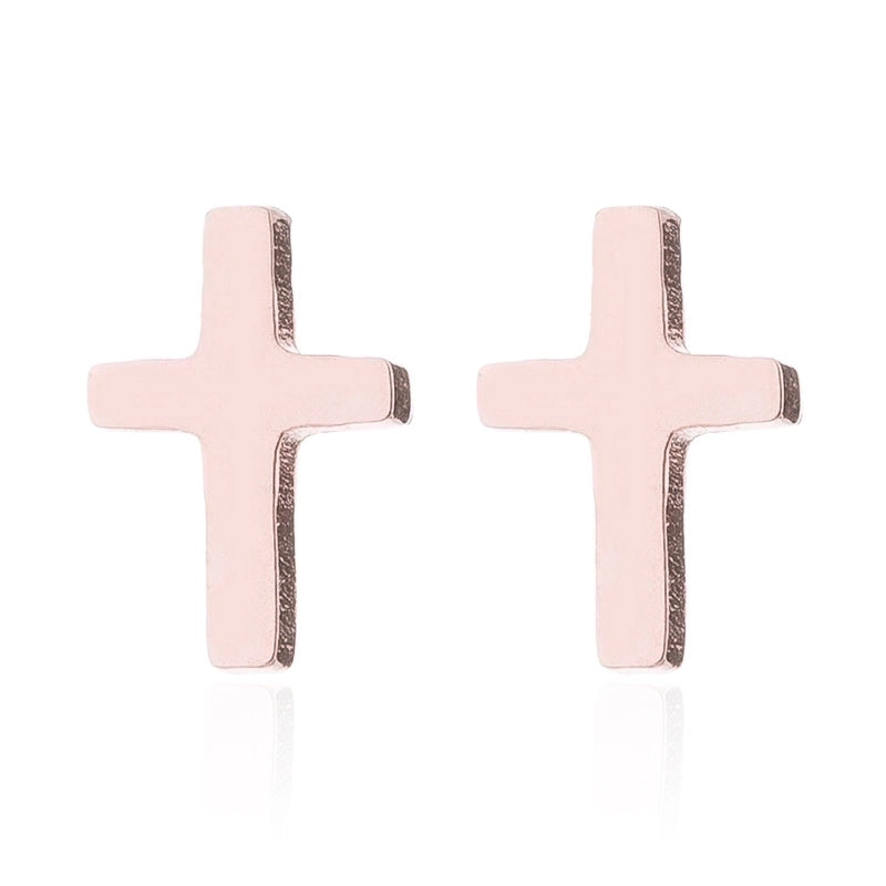 1 Pair Minimalist Cross Plating 304 Stainless Steel 18K Gold Plated Ear Studs