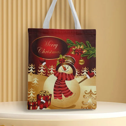 Christmas Unisex Polyester Christmas House Christmas Tree Santa Claus Cute Square Open Handbag