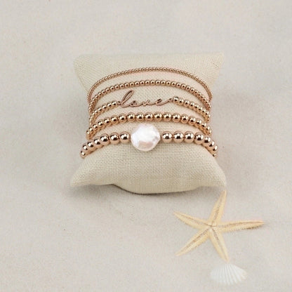 Freshwater Pearl Copper Ethnic Style Bohemian Beaded Plating Love Bracelets